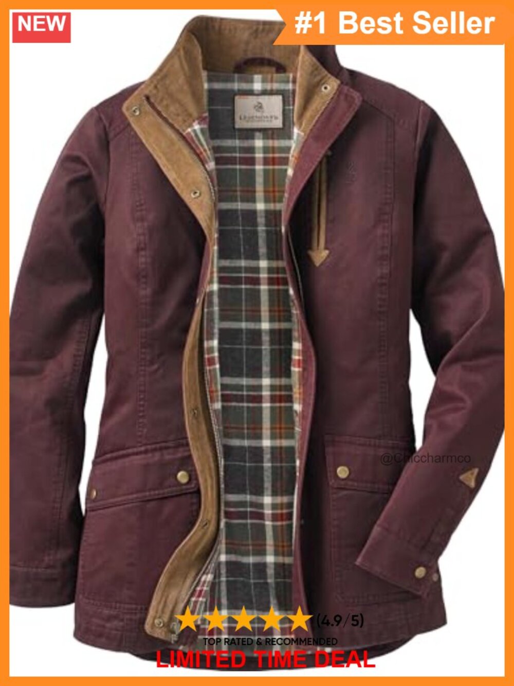 Waxed Cotton Shirt Jacket Flannel Lined Snap Storm Flap Casual Layering